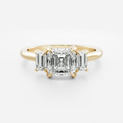Stunning 1.5-2.5 CT Asscher Moissanite Engagement Ring with Three Stone Design