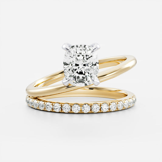 Stunning 1.5-2.5 CT Elongated Cushion Moissanite Engagement Ring with Solitaire & Double Band Design