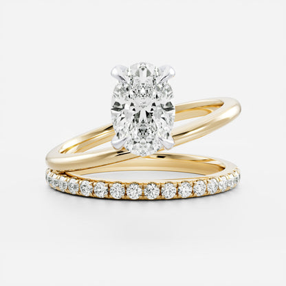Stunning 1.5-2.5 CT Oval Moissanite Engagement Ring with Solitaire & Double Band Design