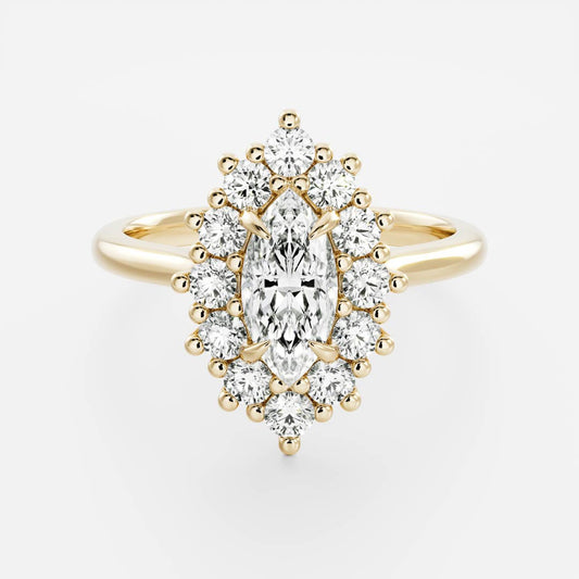 Marquise Cut Cluster Styled Lab Grown Diamond Engagement Ring