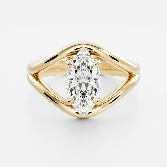 Marquise Cut Cluster Styled Lab Grown Diamond Engagement Ring