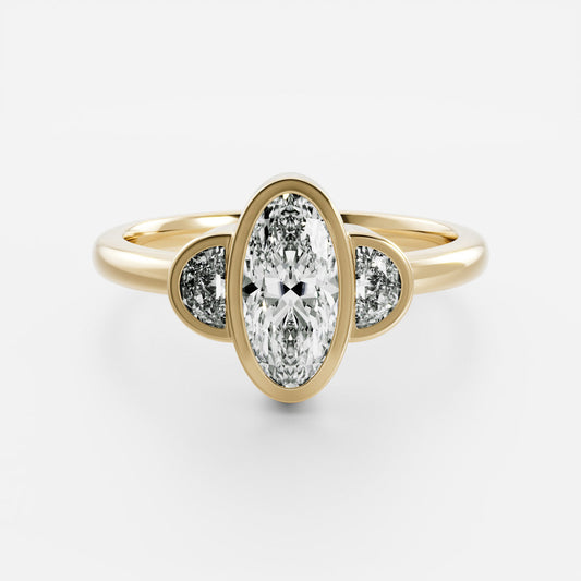 Marquise Cut Cluster Styled Lab Grown Diamond Engagement Ring