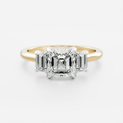 Stunning 1.5-2.5 CT Asscher Moissanite Engagement Ring with Three Stone Design