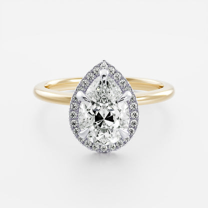 Stunning 1.5-2.5 CT Pear Moissanite Engagement Ring with Halo Design