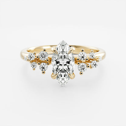Marquise Cut Cluster Styled Lab Grown Diamond Engagement Ring