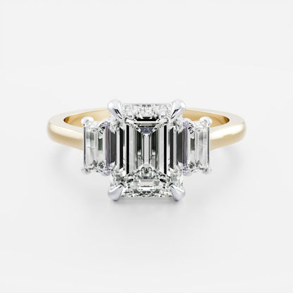 Stunning 2.0-3.0 Emerald Moissanite Engagement Ring with Three Stone Design