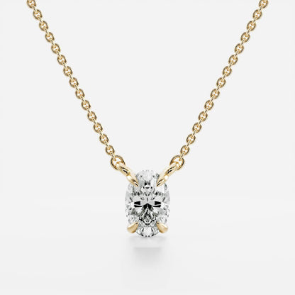 0.50 CT Oval Moissanite Diamond Solitaire Necklace in Solid Gold