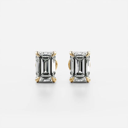0.50 TCW Emerald Cut Moissanite Stud Earrings in Gold