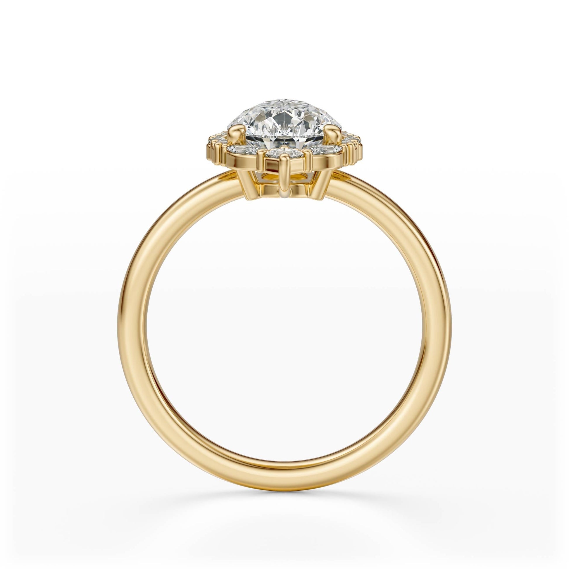 Marquise Shaped Three Stone Lab Grown Diamond Engagement Ring