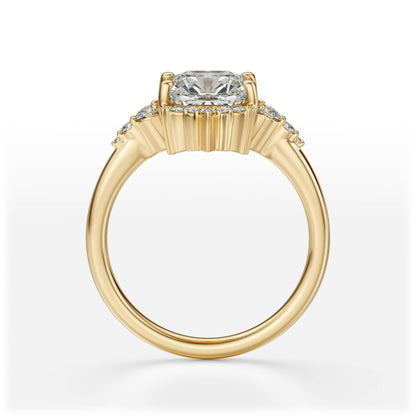 Marquise Shaped Three Stone Lab Grown Diamond Engagement Ring