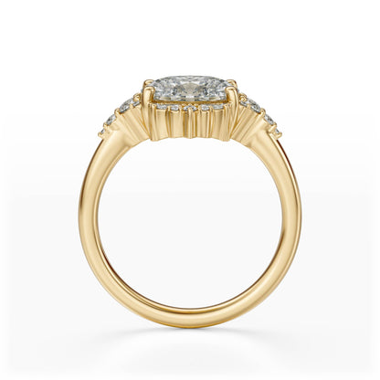 Marquise Shaped Three Stone Lab Grown Diamond Engagement Ring