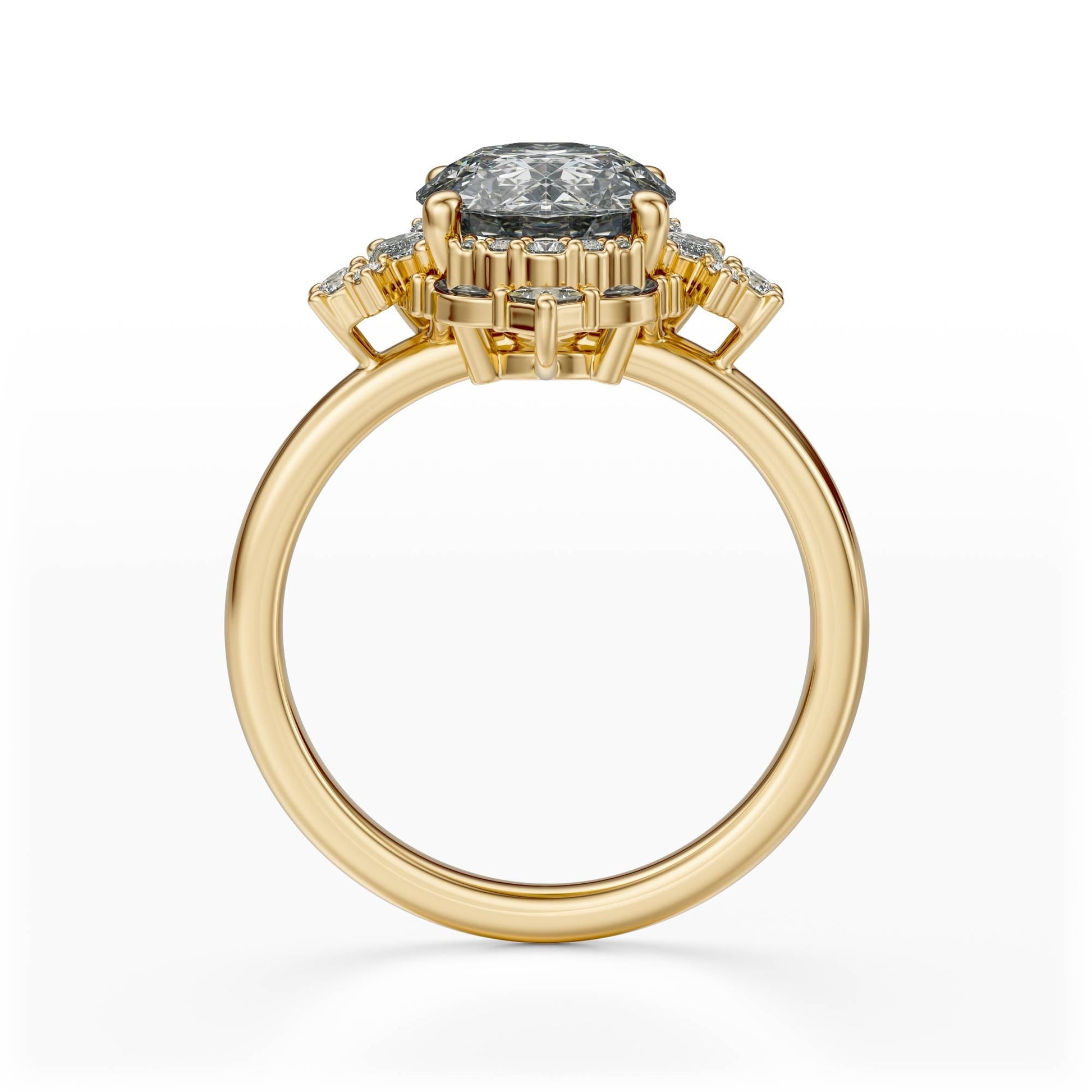 Marquise Shaped Three Stone Lab Grown Diamond Engagement Ring