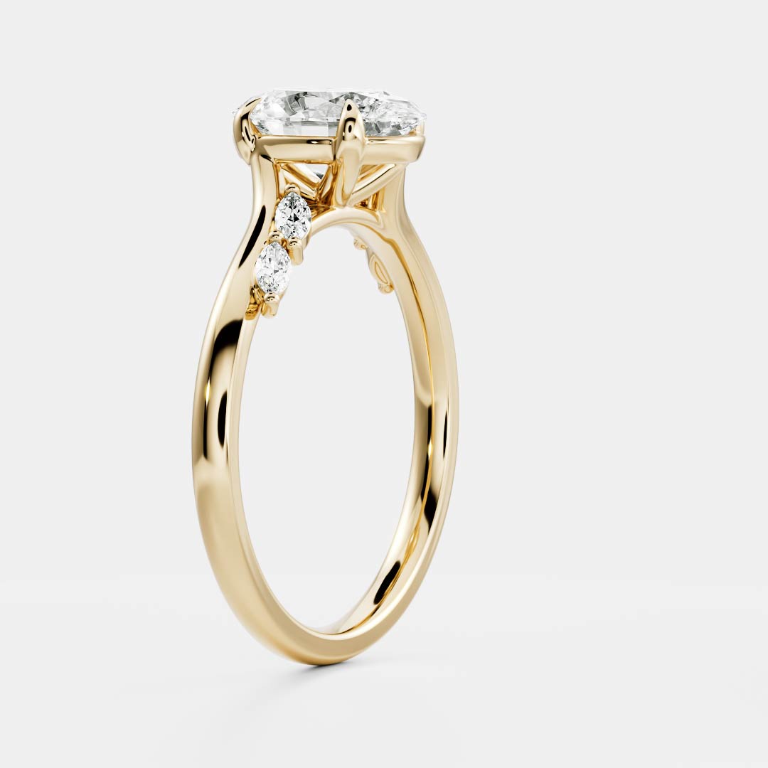 Marquise Cut Cluster Styled Lab Grown Diamond Engagement Ring