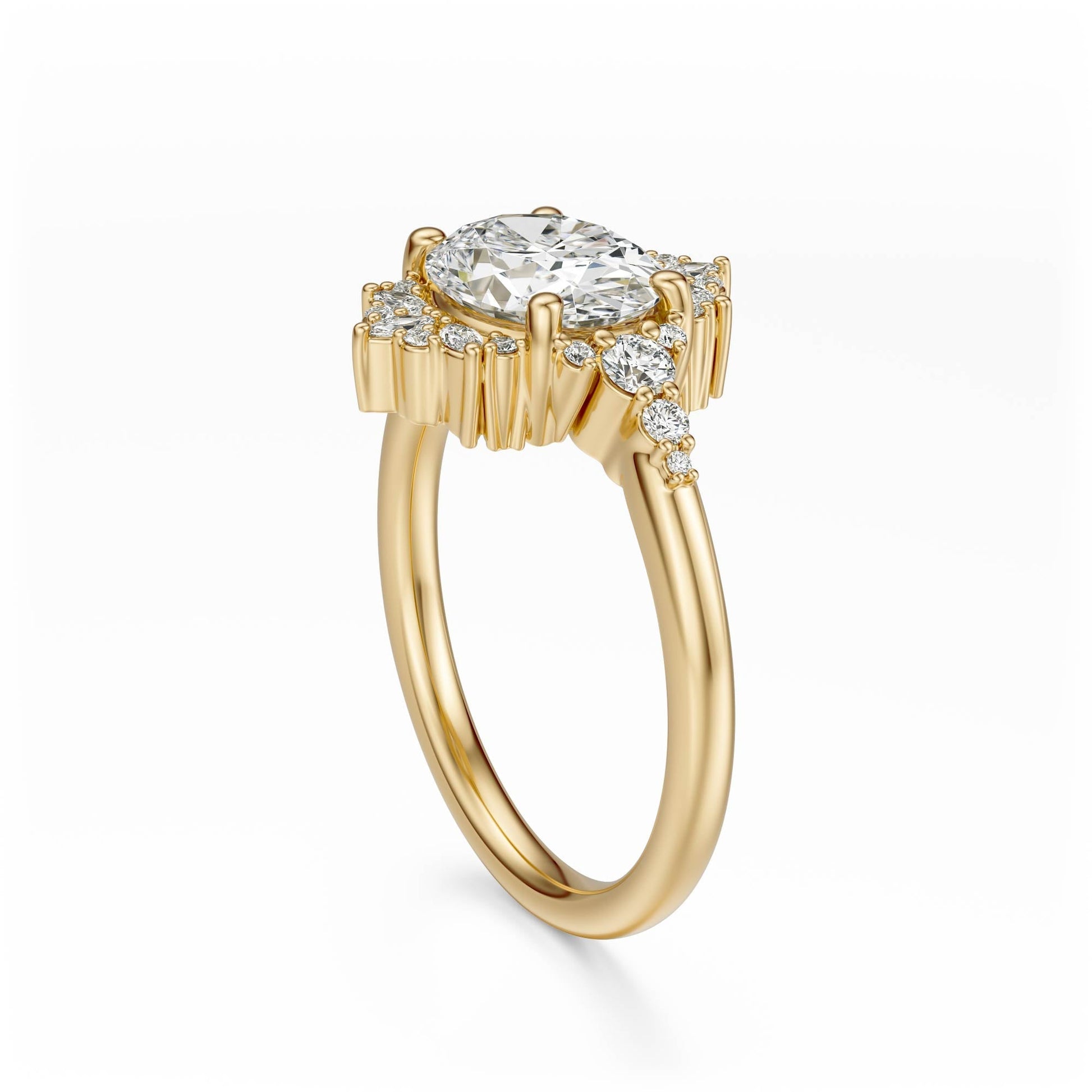 Marquise Shaped Three Stone Lab Grown Diamond Engagement Ring