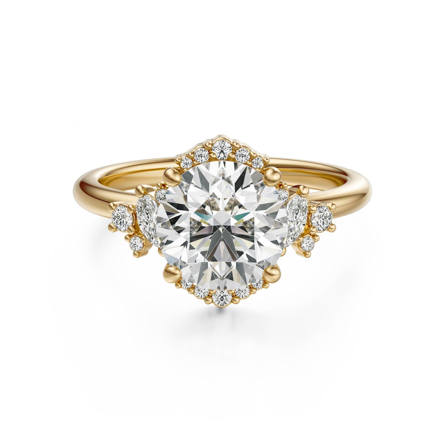 Marquise Shaped Three Stone Lab Grown Diamond Engagement Ring
