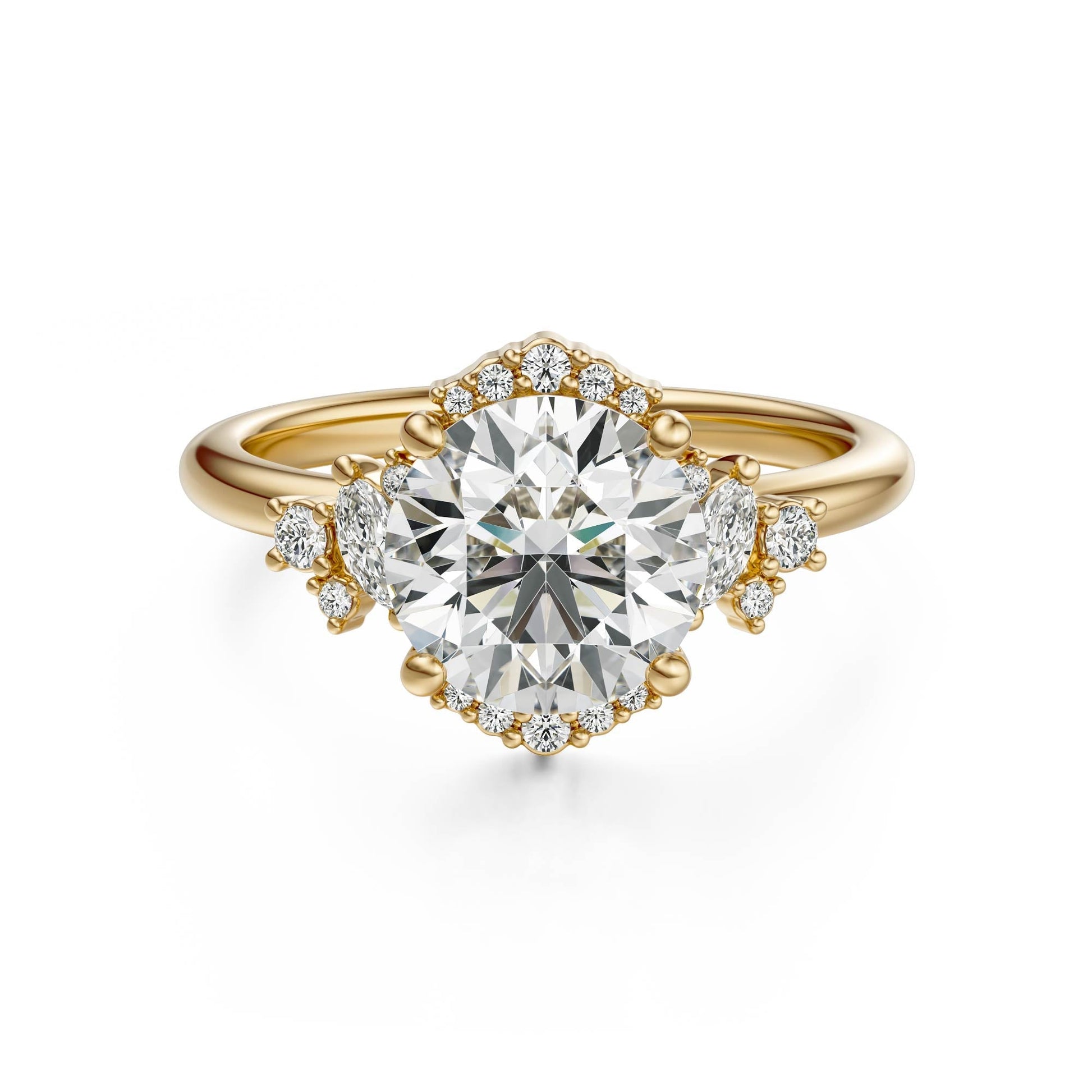 Marquise Shaped Three Stone Lab Grown Diamond Engagement Ring