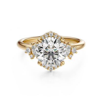 Marquise Shaped Three Stone Lab Grown Diamond Engagement Ring
