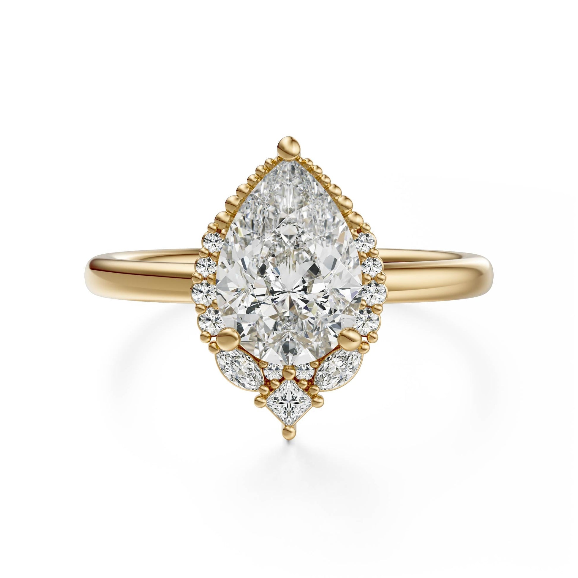 Marquise Shaped Three Stone Lab Grown Diamond Engagement Ring