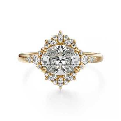 Marquise Shaped Three Stone Lab Grown Diamond Engagement Ring