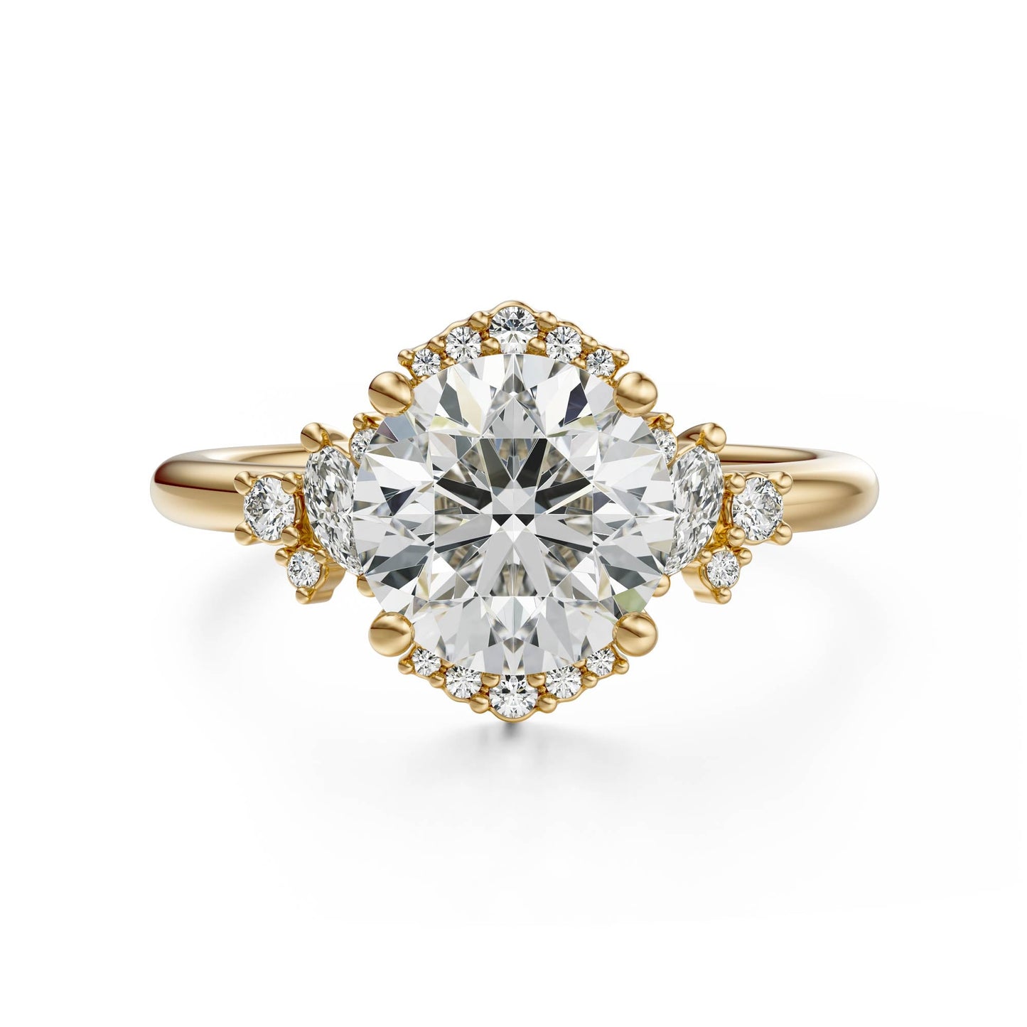 Marquise Shaped Three Stone Lab Grown Diamond Engagement Ring