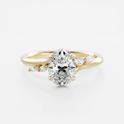 Stunning 1.0-2.0 CT Oval Moissanite Engagement Ring with Cluster Design
