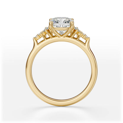 Marquise Shaped Three Stone Lab Grown Diamond Engagement Ring