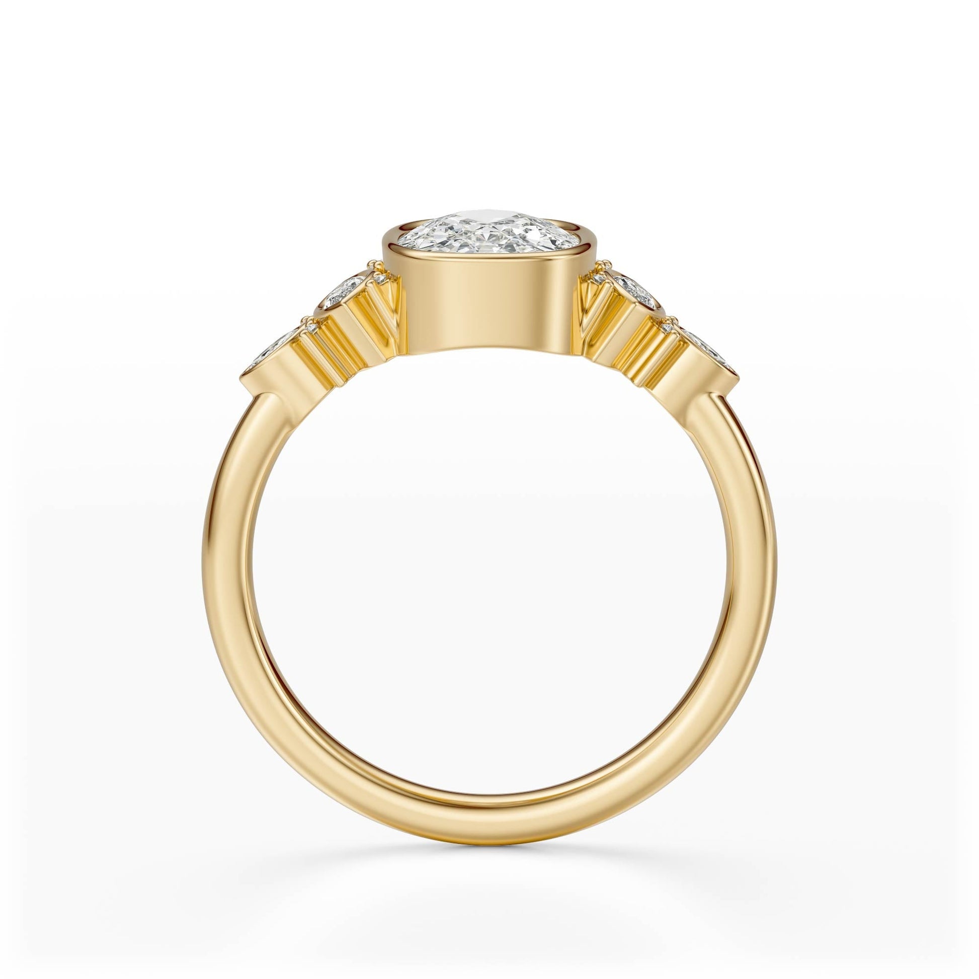Marquise Shaped Three Stone Lab Grown Diamond Engagement Ring