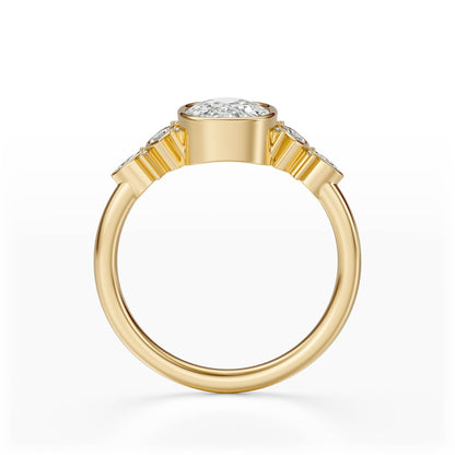 Marquise Shaped Three Stone Lab Grown Diamond Engagement Ring