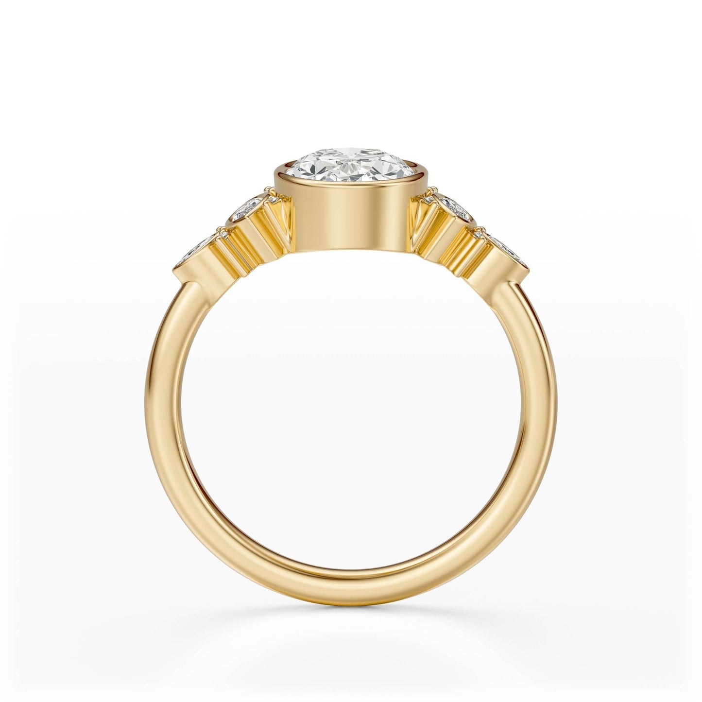 Marquise Shaped Three Stone Lab Grown Diamond Engagement Ring