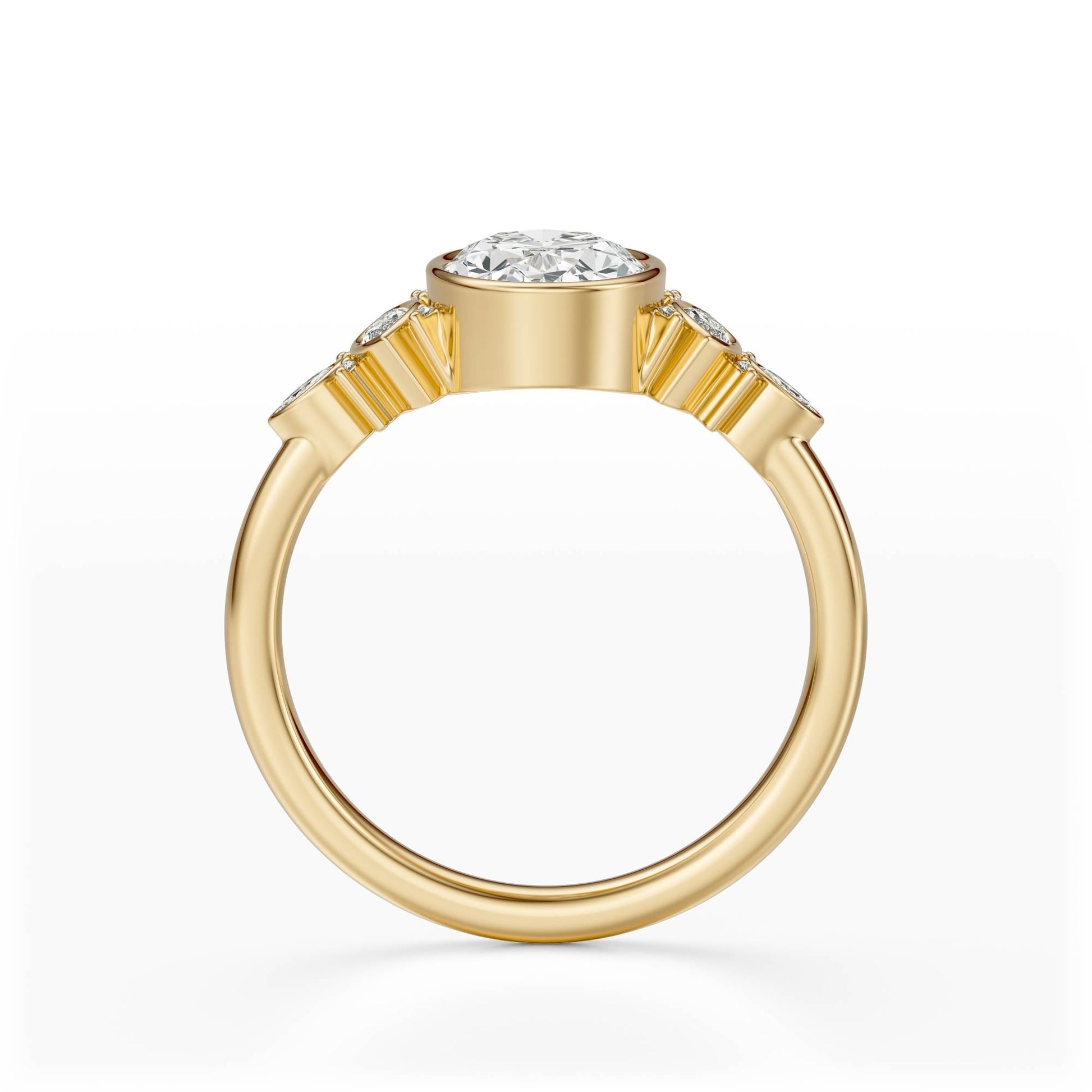 Marquise Shaped Three Stone Lab Grown Diamond Engagement Ring