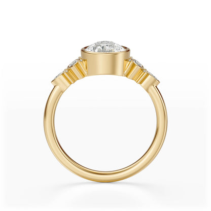 Marquise Shaped Three Stone Lab Grown Diamond Engagement Ring