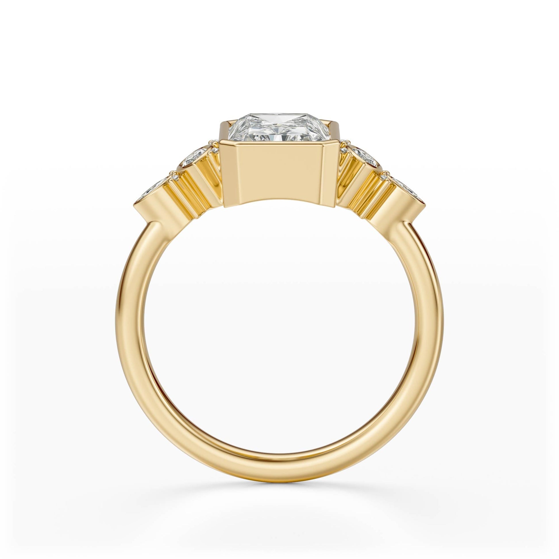 Marquise Shaped Three Stone Lab Grown Diamond Engagement Ring