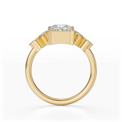 Marquise Shaped Three Stone Lab Grown Diamond Engagement Ring