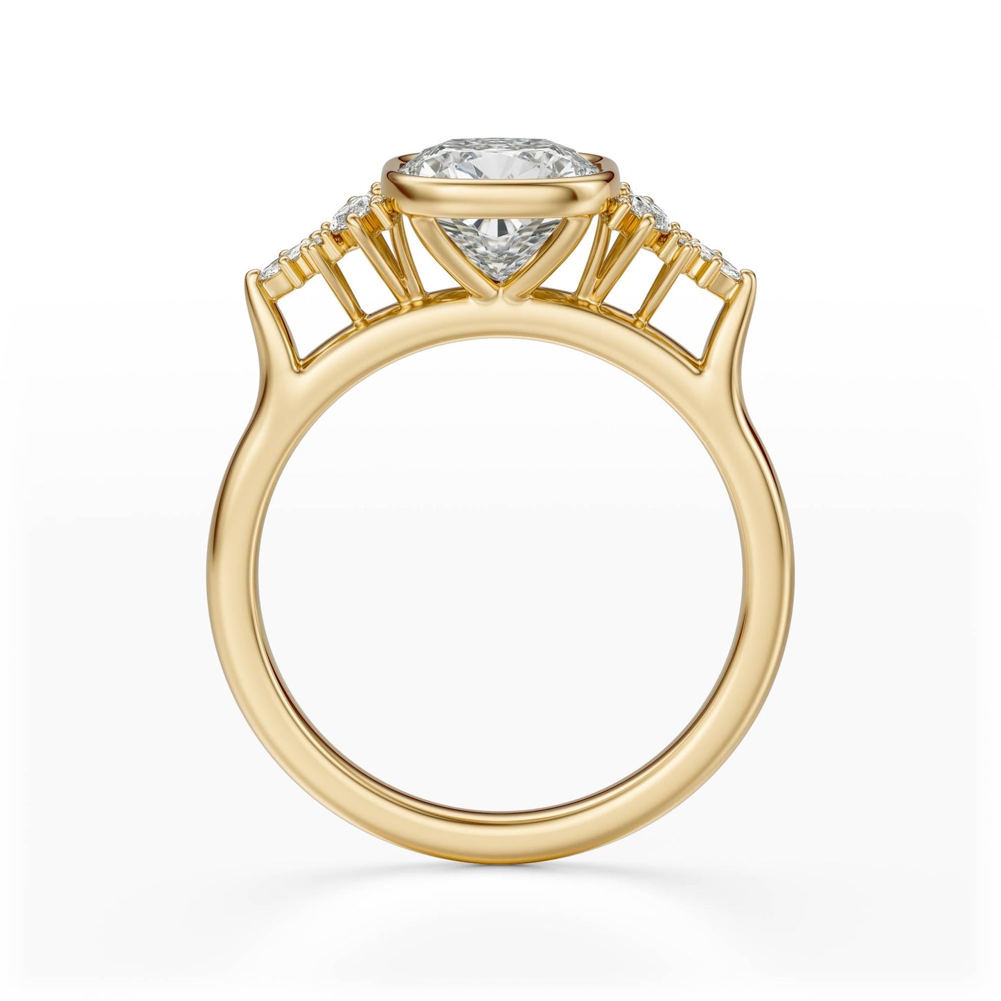 Marquise Shaped Three Stone Lab Grown Diamond Engagement Ring