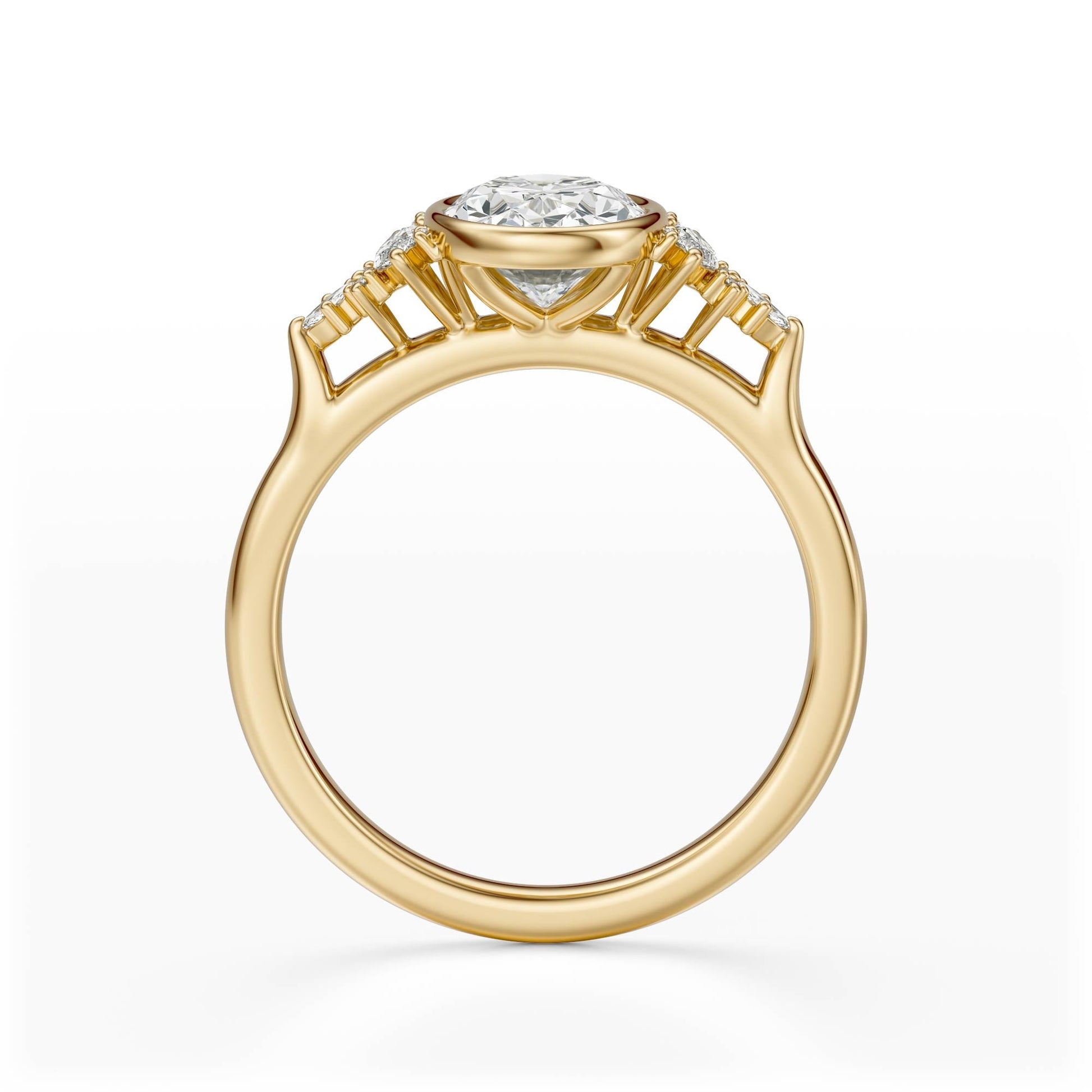 Marquise Shaped Three Stone Lab Grown Diamond Engagement Ring