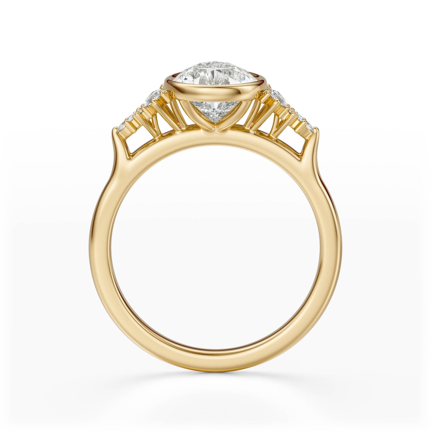 Marquise Shaped Three Stone Lab Grown Diamond Engagement Ring