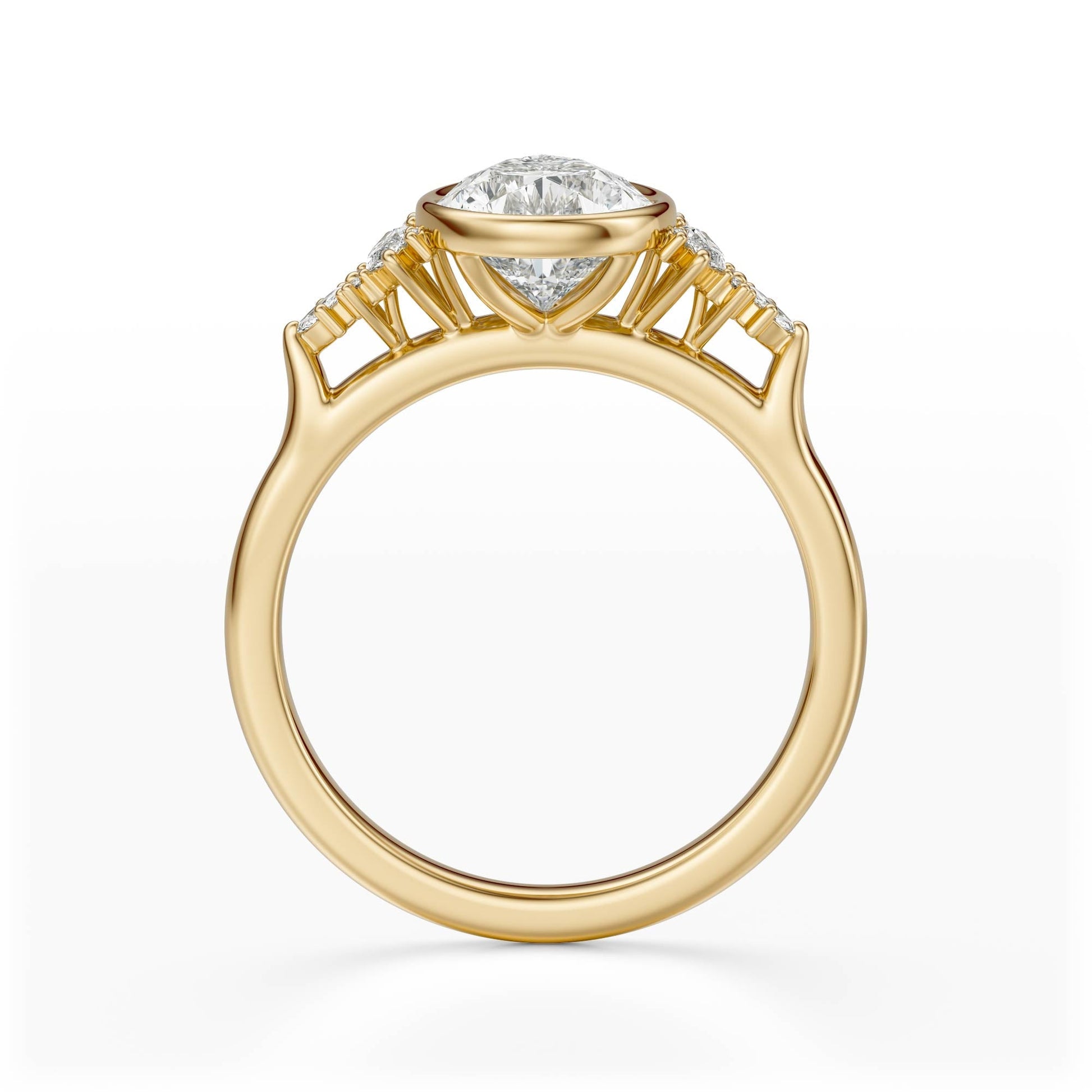 Marquise Shaped Three Stone Lab Grown Diamond Engagement Ring