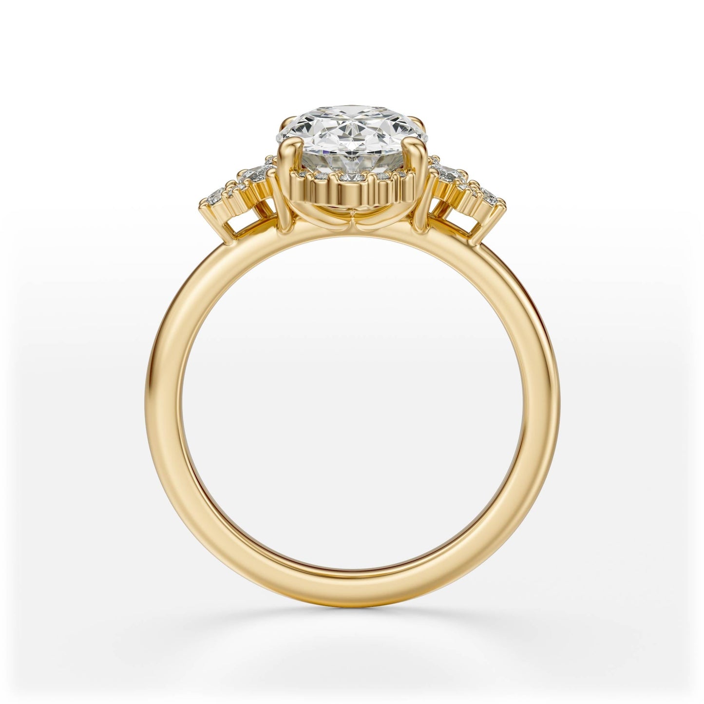 Marquise Shaped Three Stone Lab Grown Diamond Engagement Ring