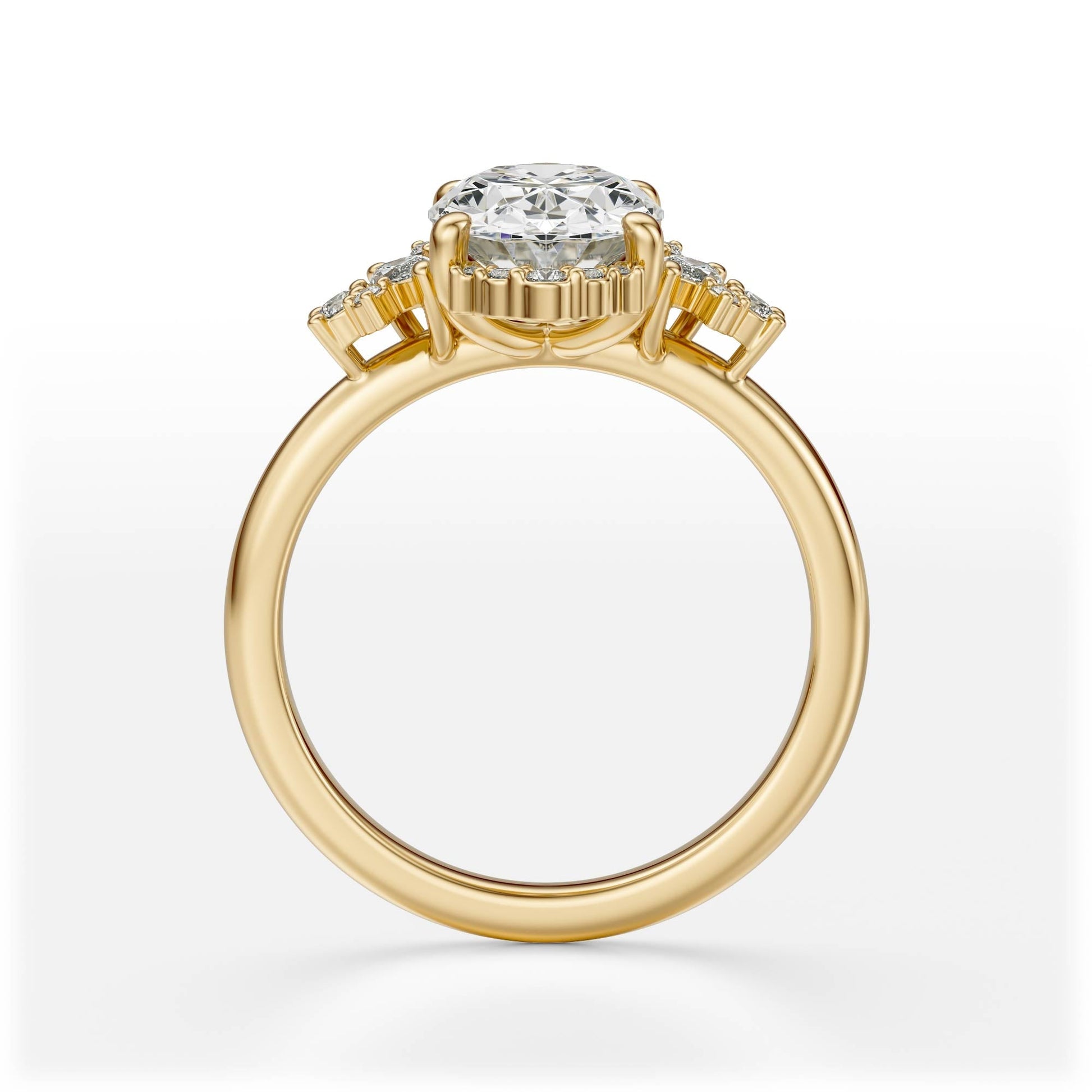 Marquise Shaped Three Stone Lab Grown Diamond Engagement Ring