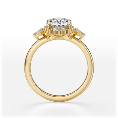 Marquise Shaped Three Stone Lab Grown Diamond Engagement Ring
