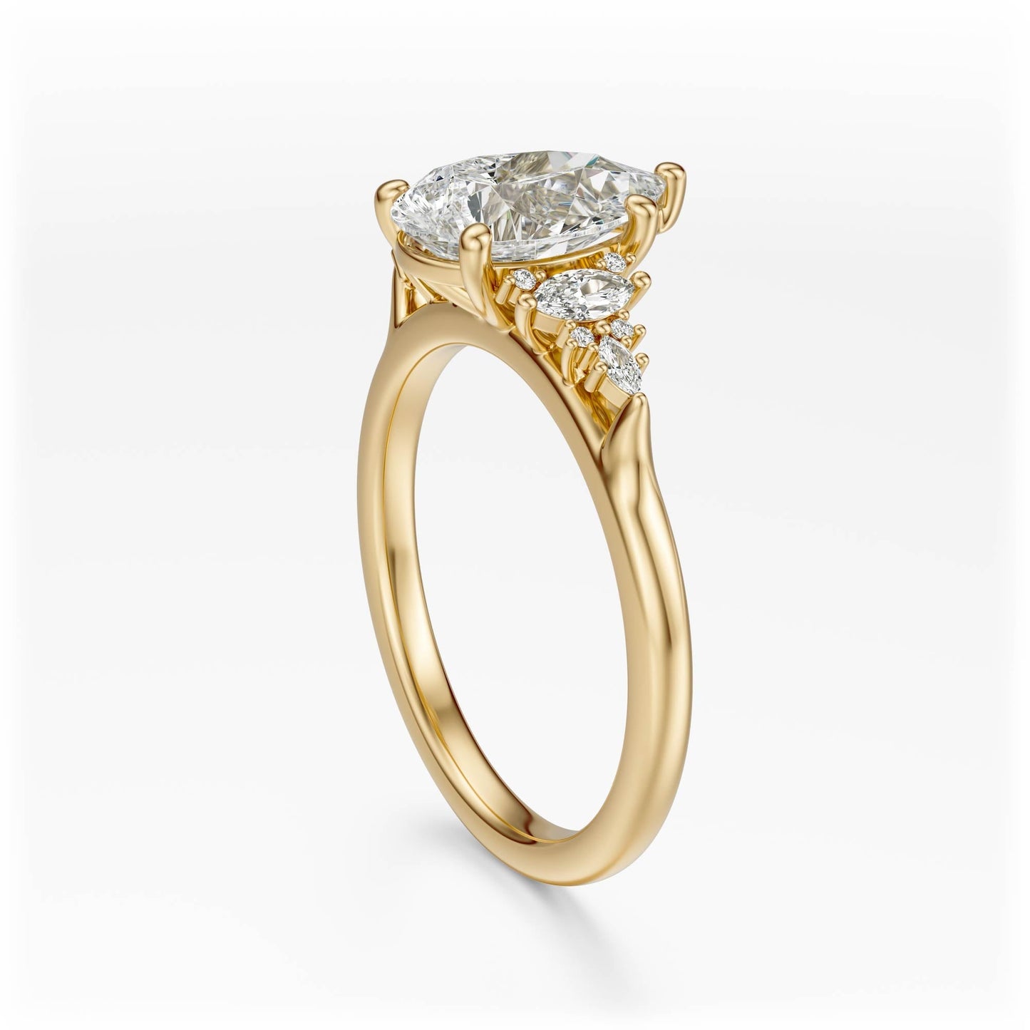 Marquise Shaped Three Stone Lab Grown Diamond Engagement Ring