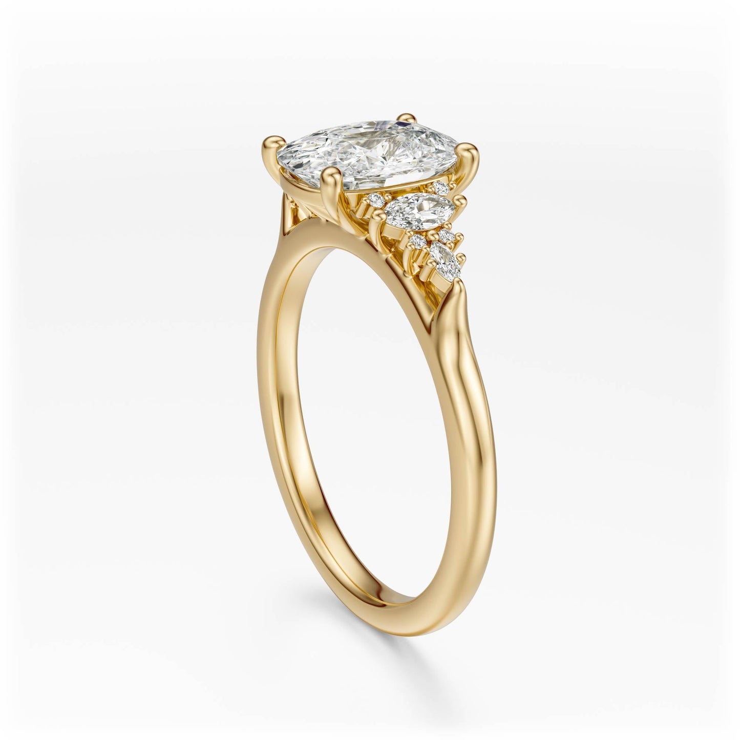 Marquise Shaped Three Stone Lab Grown Diamond Engagement Ring