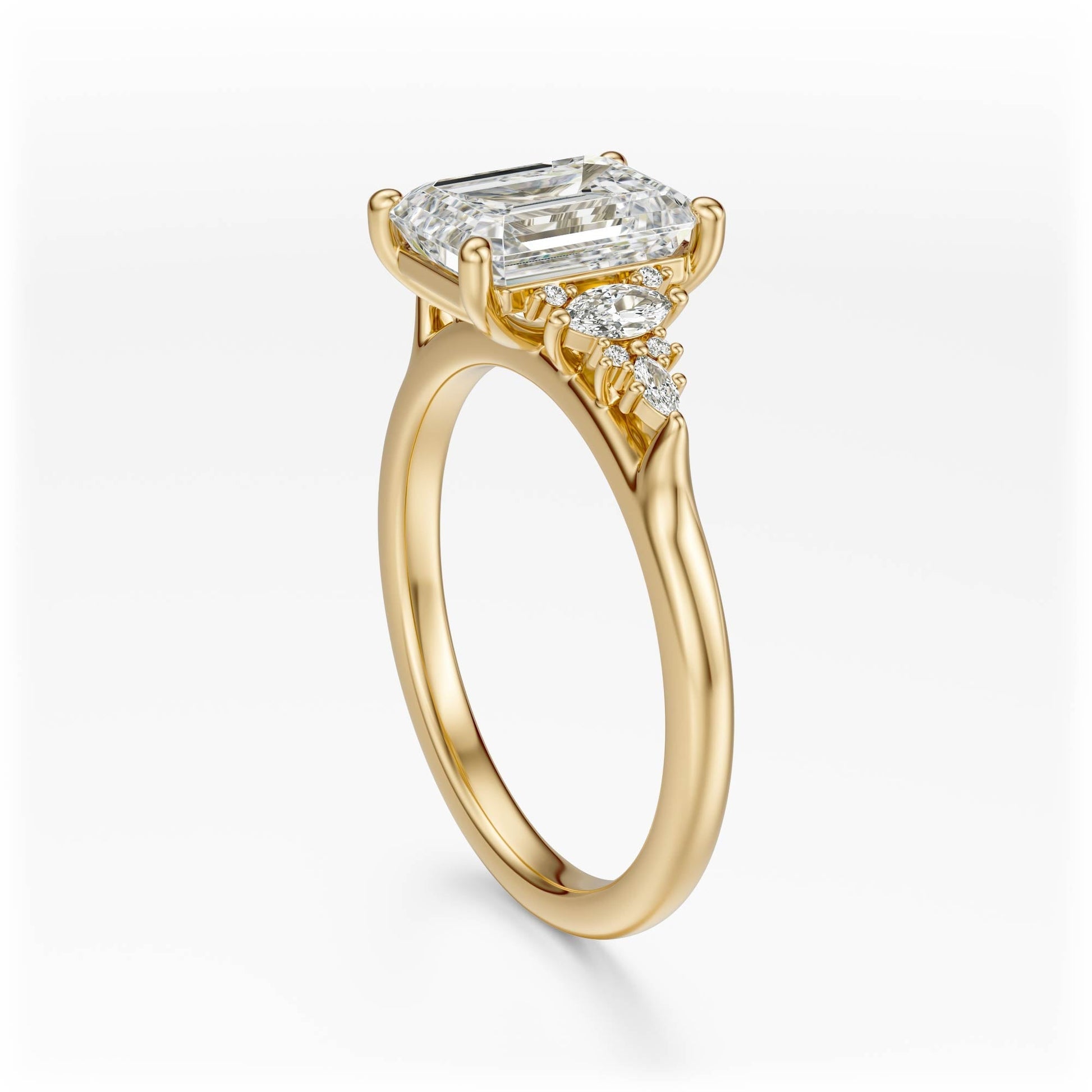 Marquise Shaped Three Stone Lab Grown Diamond Engagement Ring