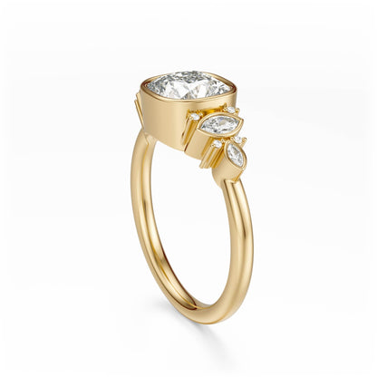 Marquise Shaped Three Stone Lab Grown Diamond Engagement Ring