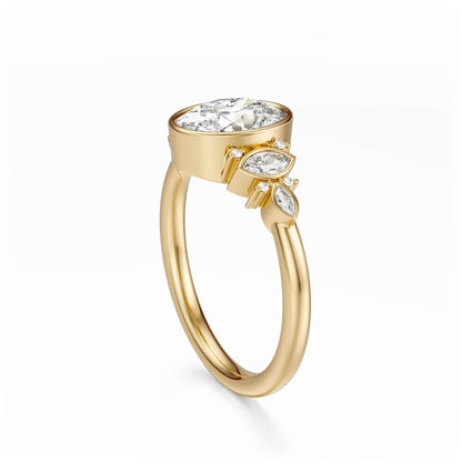 Marquise Shaped Three Stone Lab Grown Diamond Engagement Ring