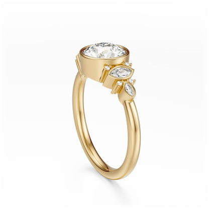 Marquise Shaped Three Stone Lab Grown Diamond Engagement Ring