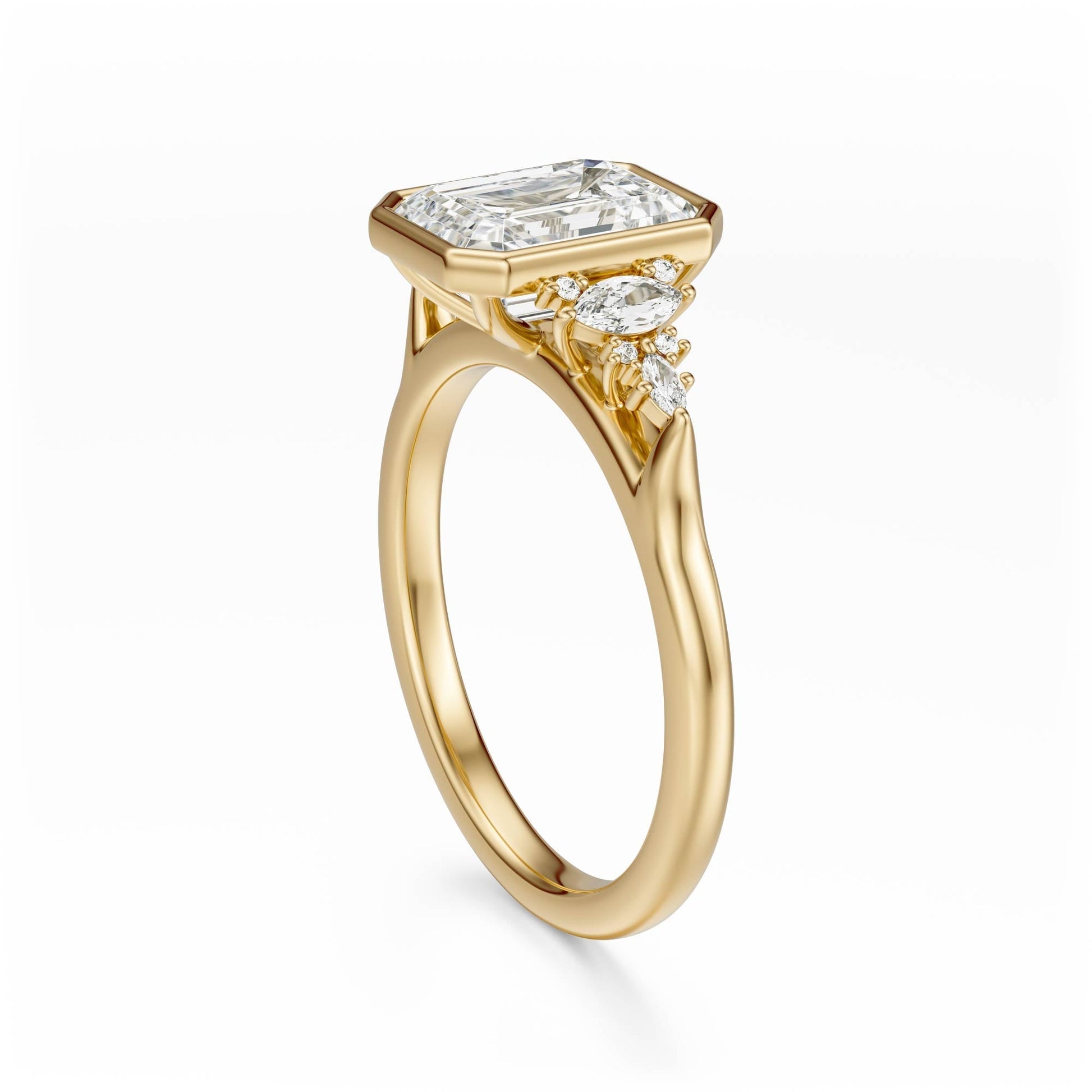 Marquise Shaped Three Stone Lab Grown Diamond Engagement Ring
