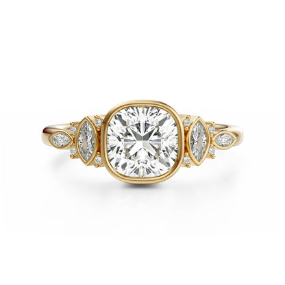 Marquise Shaped Three Stone Lab Grown Diamond Engagement Ring