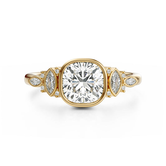 Marquise Shaped Three Stone Lab Grown Diamond Engagement Ring