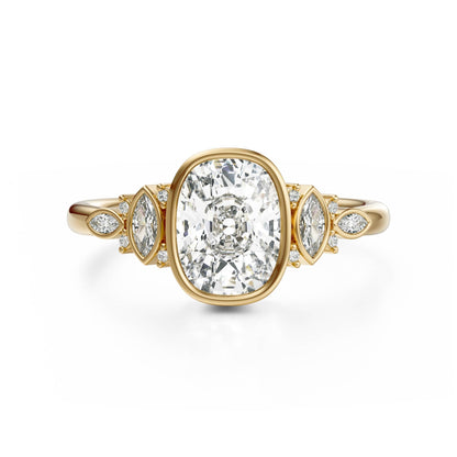 Marquise Shaped Three Stone Lab Grown Diamond Engagement Ring